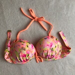 Victoria's Secret Neon Pink & Peach Floral Bikini Top